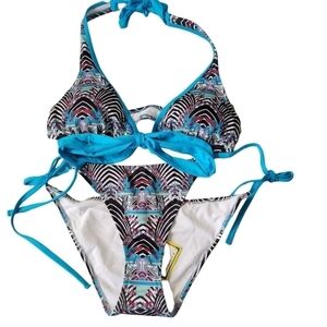 Paolita Rhapsody in Blue Whistler Top and Aeolian Bottom Bikini Set NWT